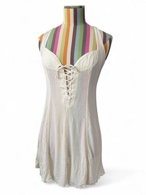Vintage Victorias Secret Gold Label Corset Style Lace Up Mini Slip Dress